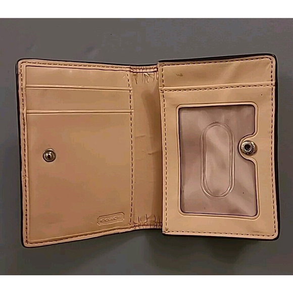 VTG Coach Signature Wallet Leather Bi-Fold Khaki & Brown 4 1/2 x 3 - Picture 3 of 7